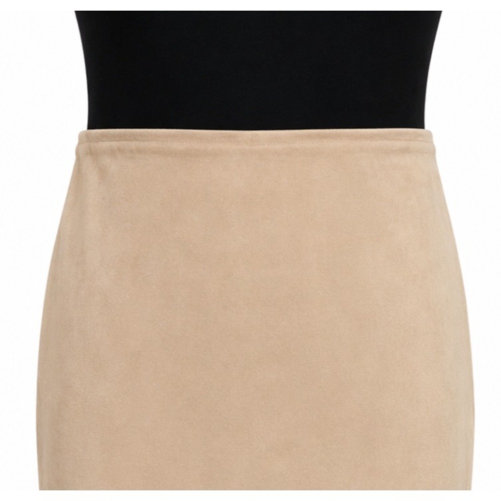 Ann Taylor Loft Womens Flared Hi Low Ruffled Hem Skirt Sz 8 Beige Suede Leather - Picture 3 of 10